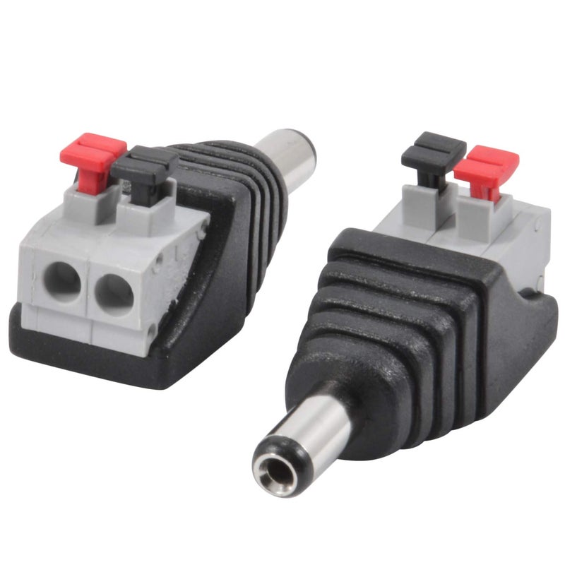 JacobsParts Male DC Barrel Power Plug Screwless Quick Wire Connector 5.5mm x 2.1mm for 12V/24V LED Strip and Electronics (10 Pack) - Image 3